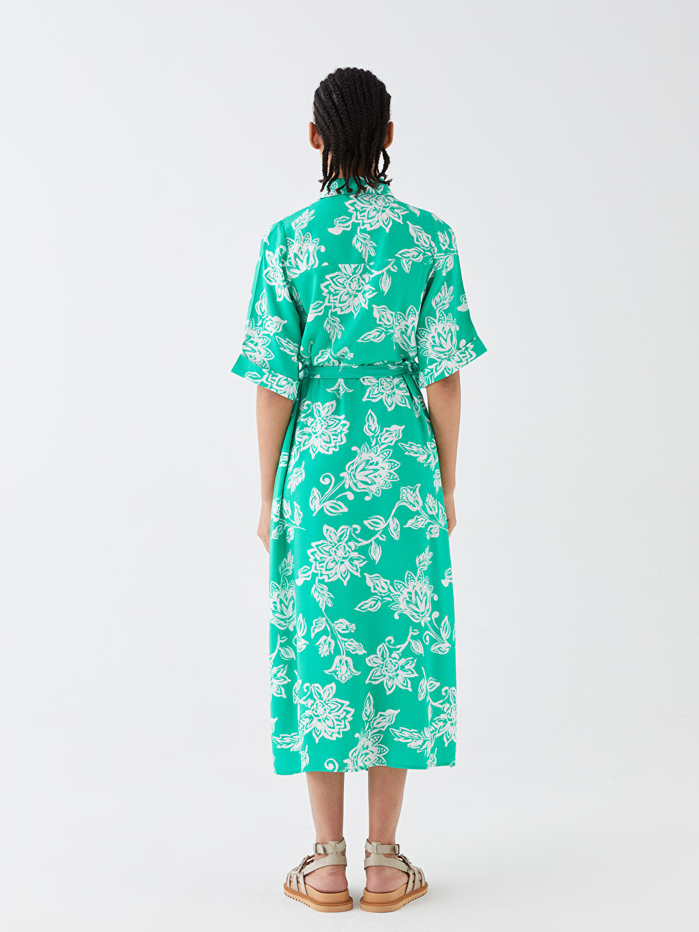 Floral Short Sleeve Women's Shirt Dress -S3I576Z8-LRR