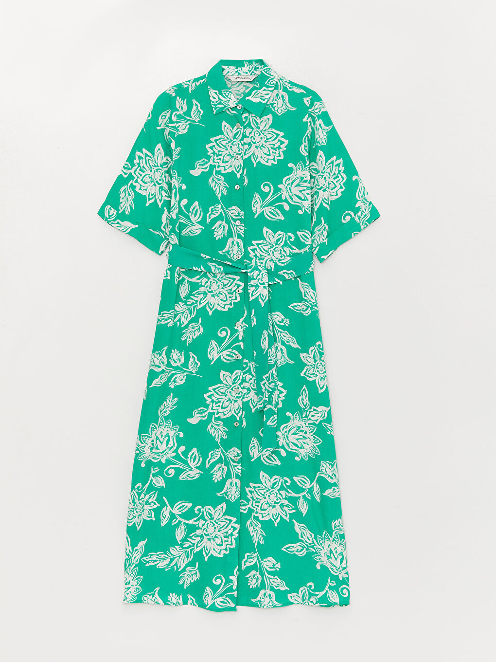 Floral Short Sleeve Women's Shirt Dress -S3I576Z8-LRR