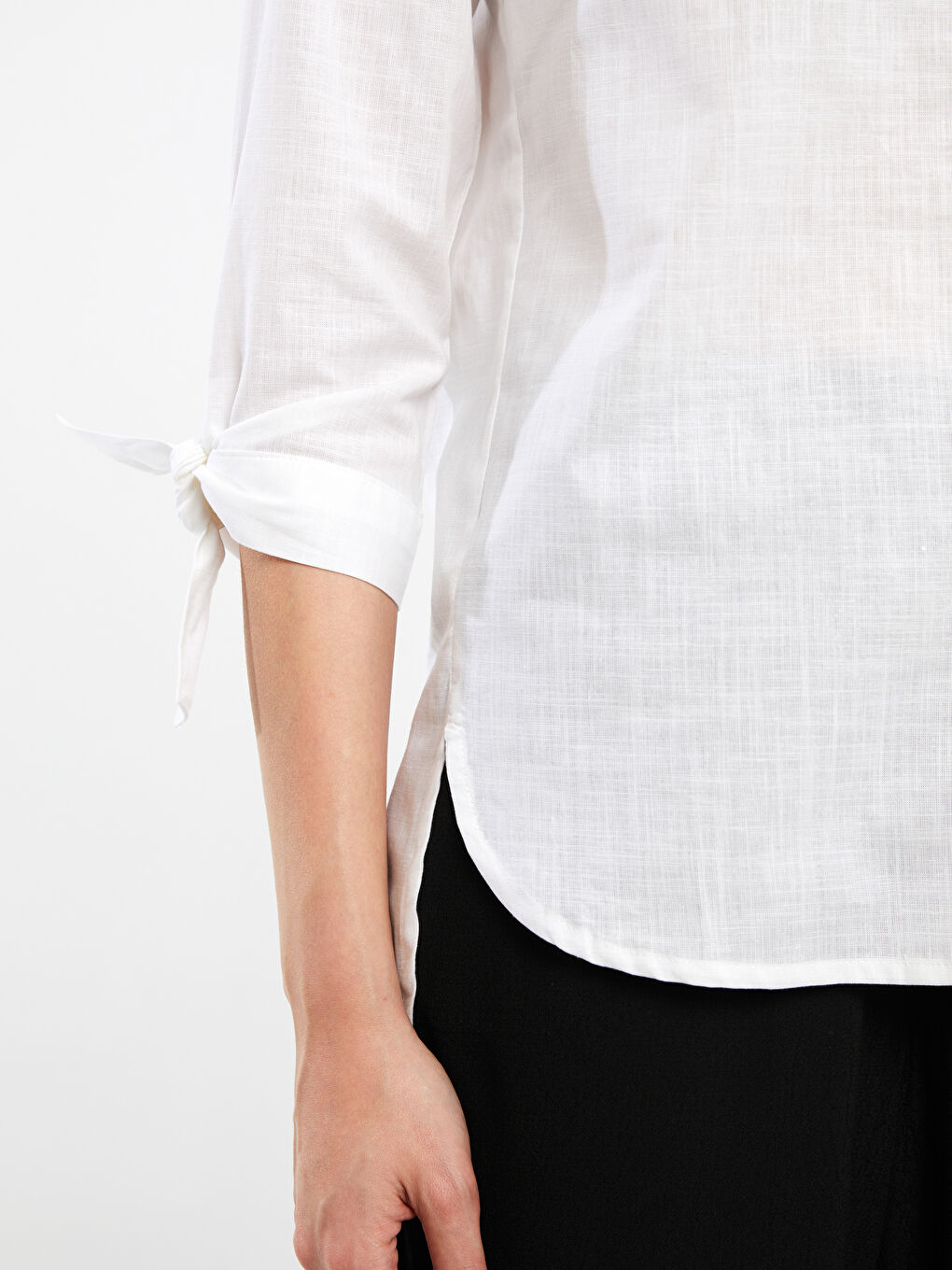 Blouse en Popeline à Encolure Henley pour Femmes-3