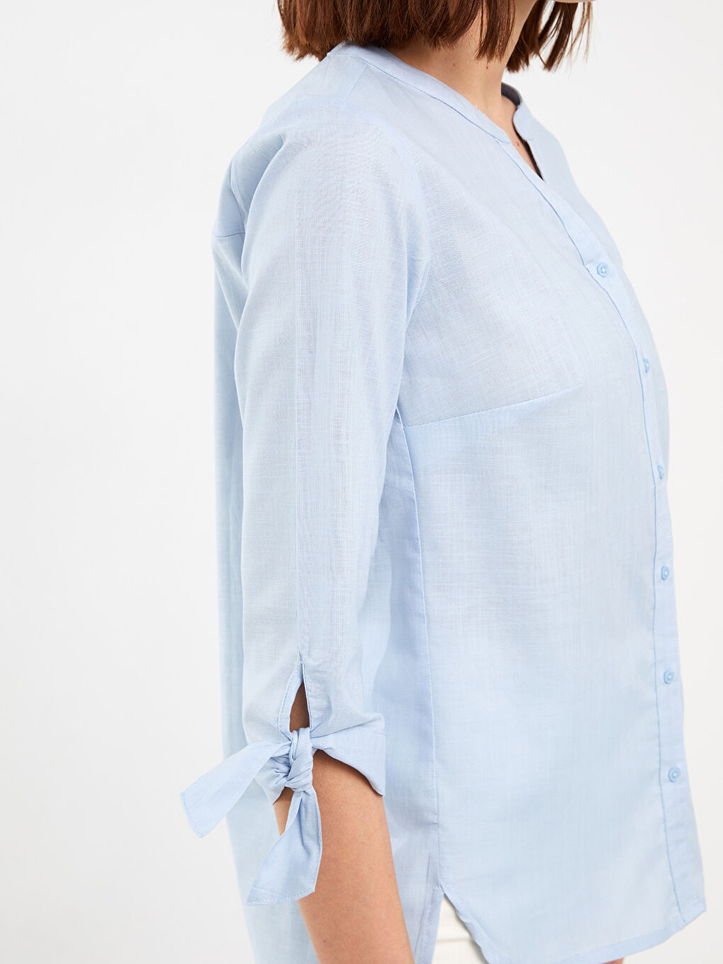 LCW Grace Henley Neckline Poplin Women's Blouse -S3I580Z8-PPZ