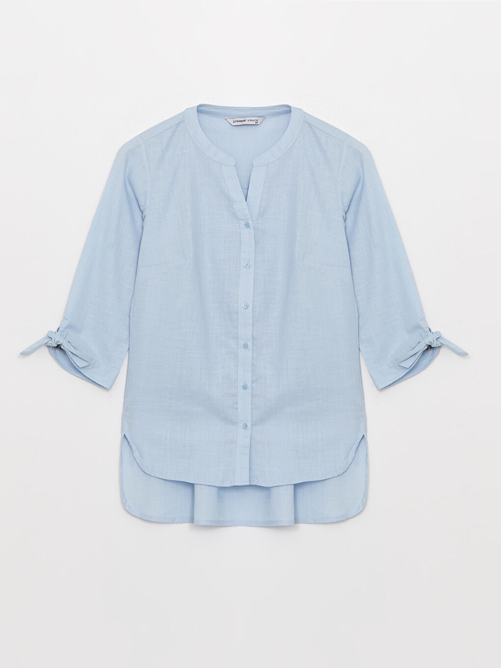 LCW Grace Henley Neckline Poplin Women's Blouse -S3I580Z8-PPZ