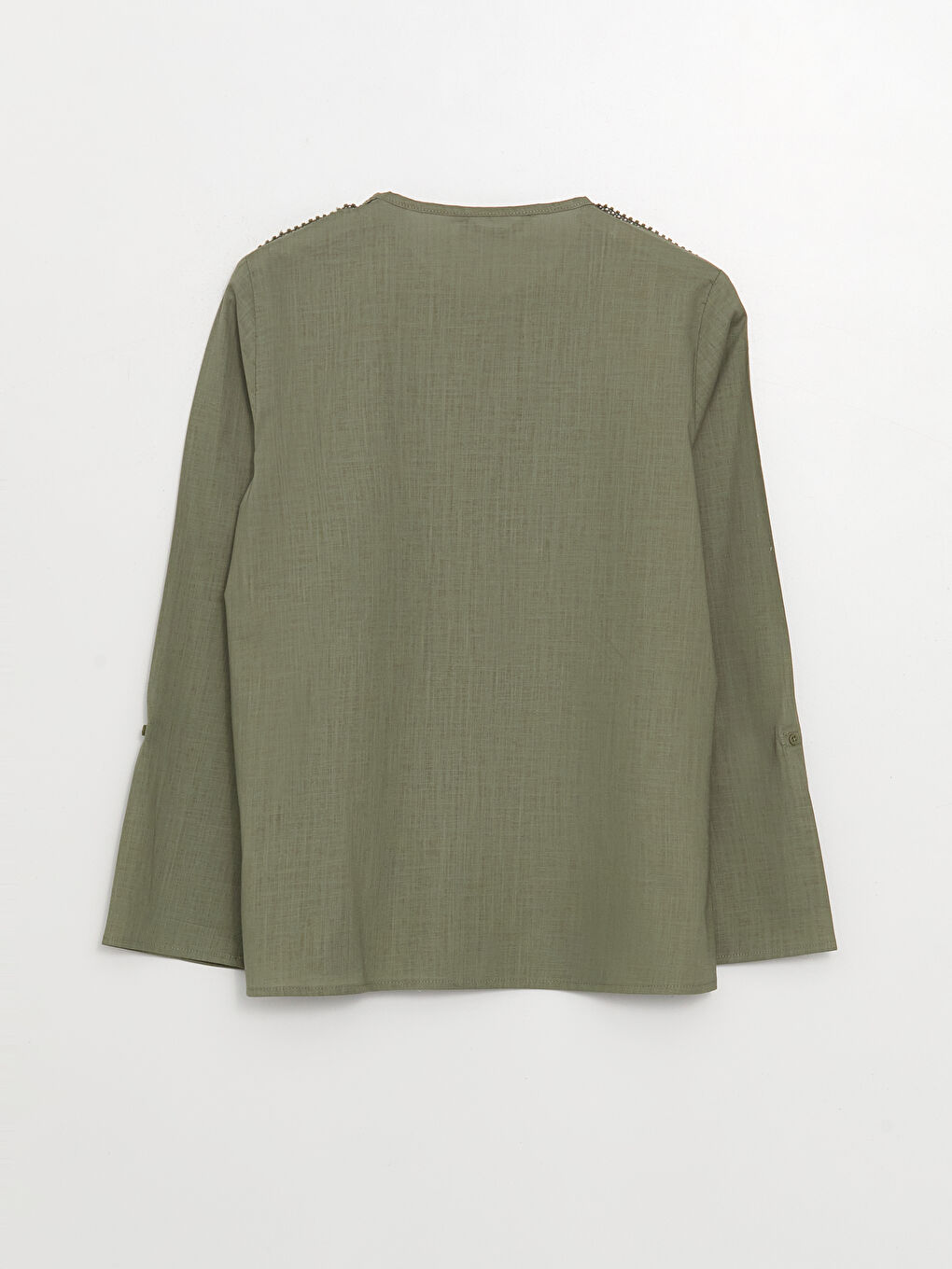 LCW Grace Henley Neckline Lace Detailed Long Sleeve Poplin Women's Blouse -S3I582Z8-FJY