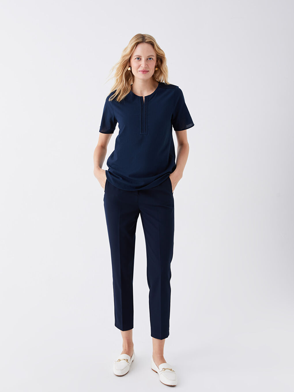 LCW Grace Bluza sa Henley okovratnikom, samouzorak, kratki rukav za Ženski -S3I583Z8-E1J
