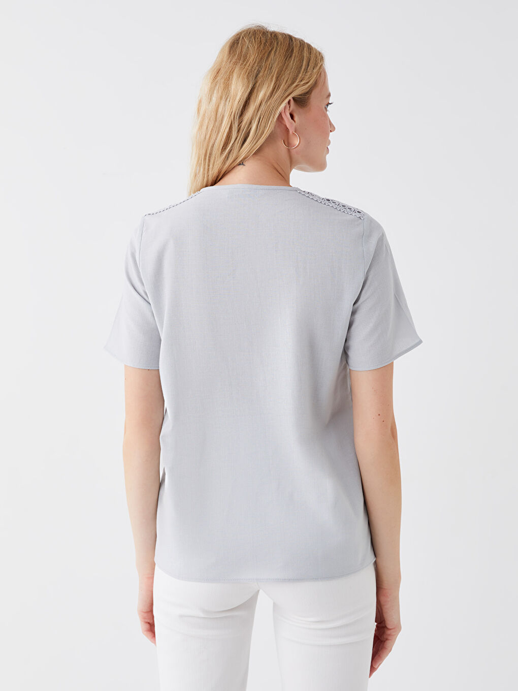 LCW Grace Bluza sa Henley okovratnikom, samouzorak, kratki rukav za Ženski -S3I583Z8-FLG