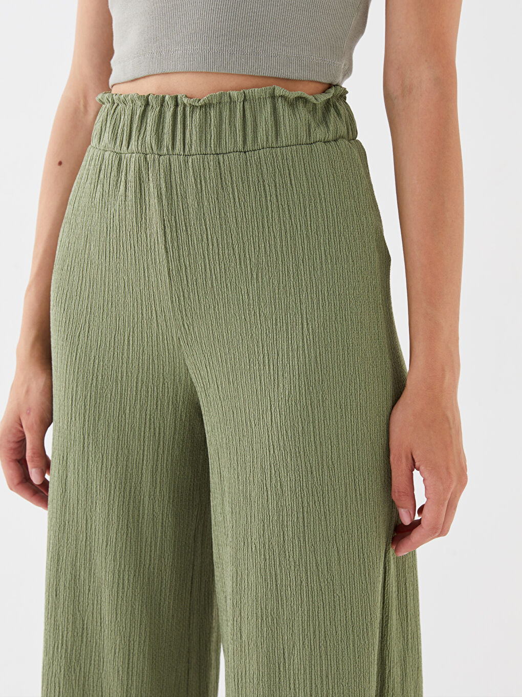 Elasticated Waist Relaxed Fit Women's Trousers-2