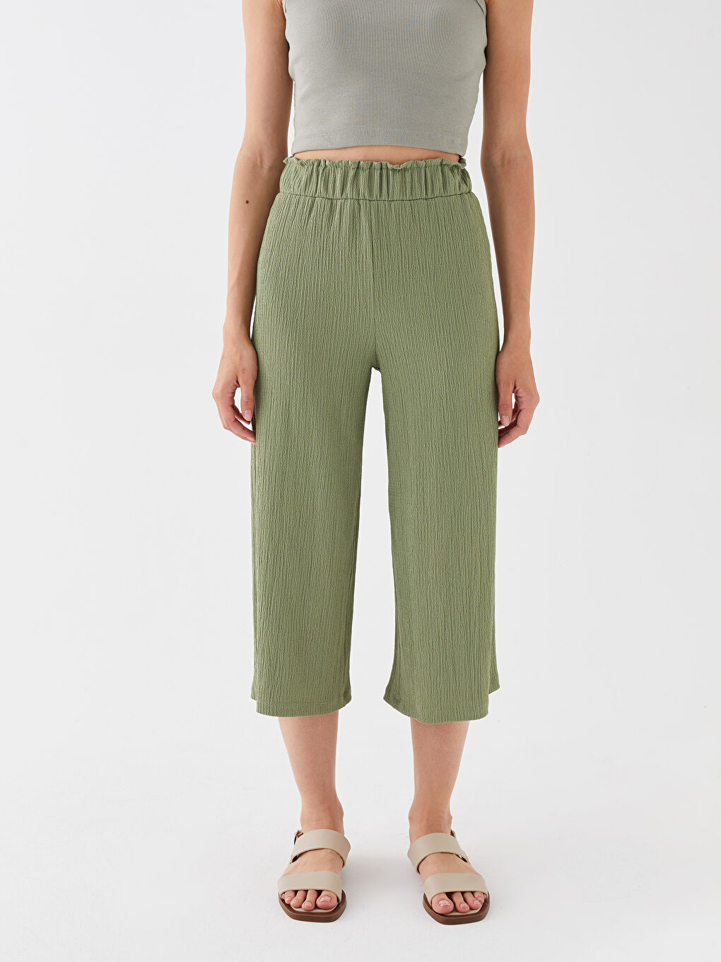 Elasticated Waist Relaxed Fit Women's Trousers-3