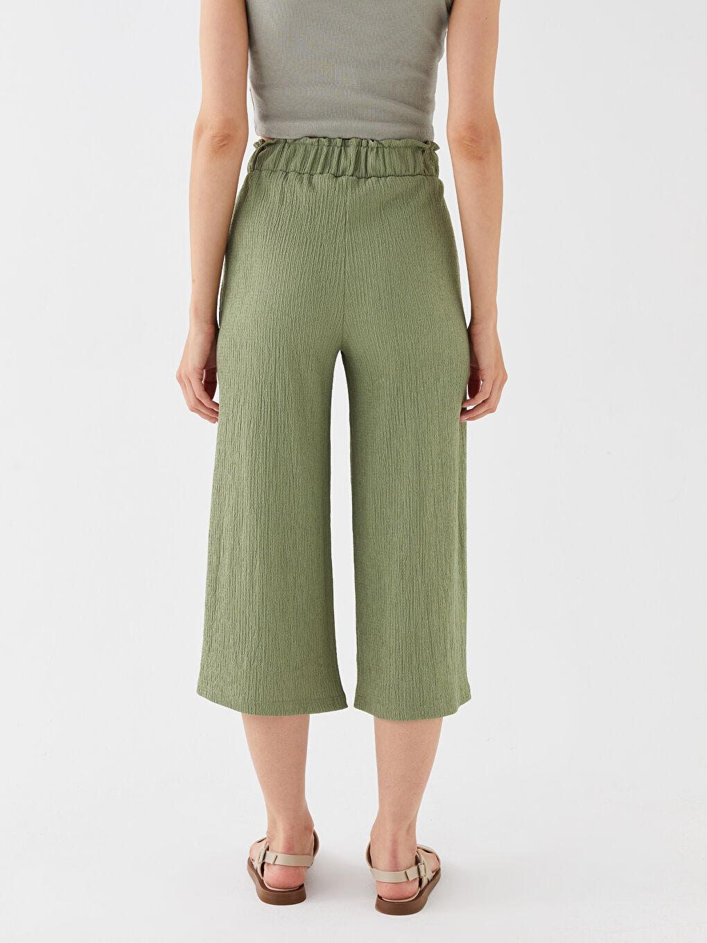 Elasticated Waist Relaxed Fit Women's Trousers-4