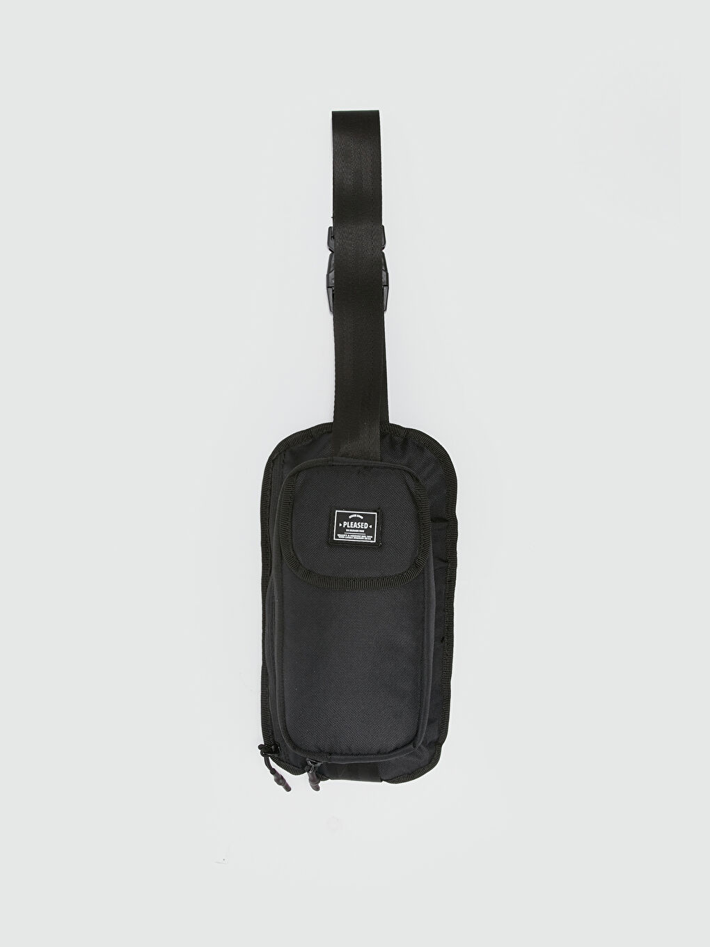 Siyah Etiket Detaylı Erkek Bel Çantası-3