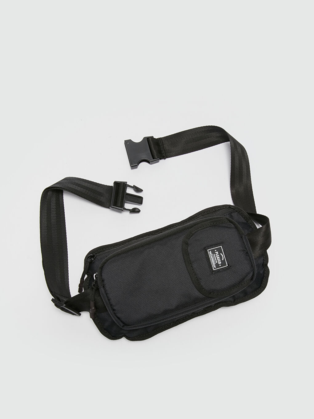 Siyah Etiket Detaylı Erkek Bel Çantası-4