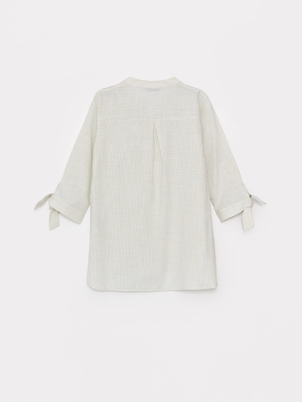 Yeşil Kaçık Yaka Çizgili Kadın Gömlek-6