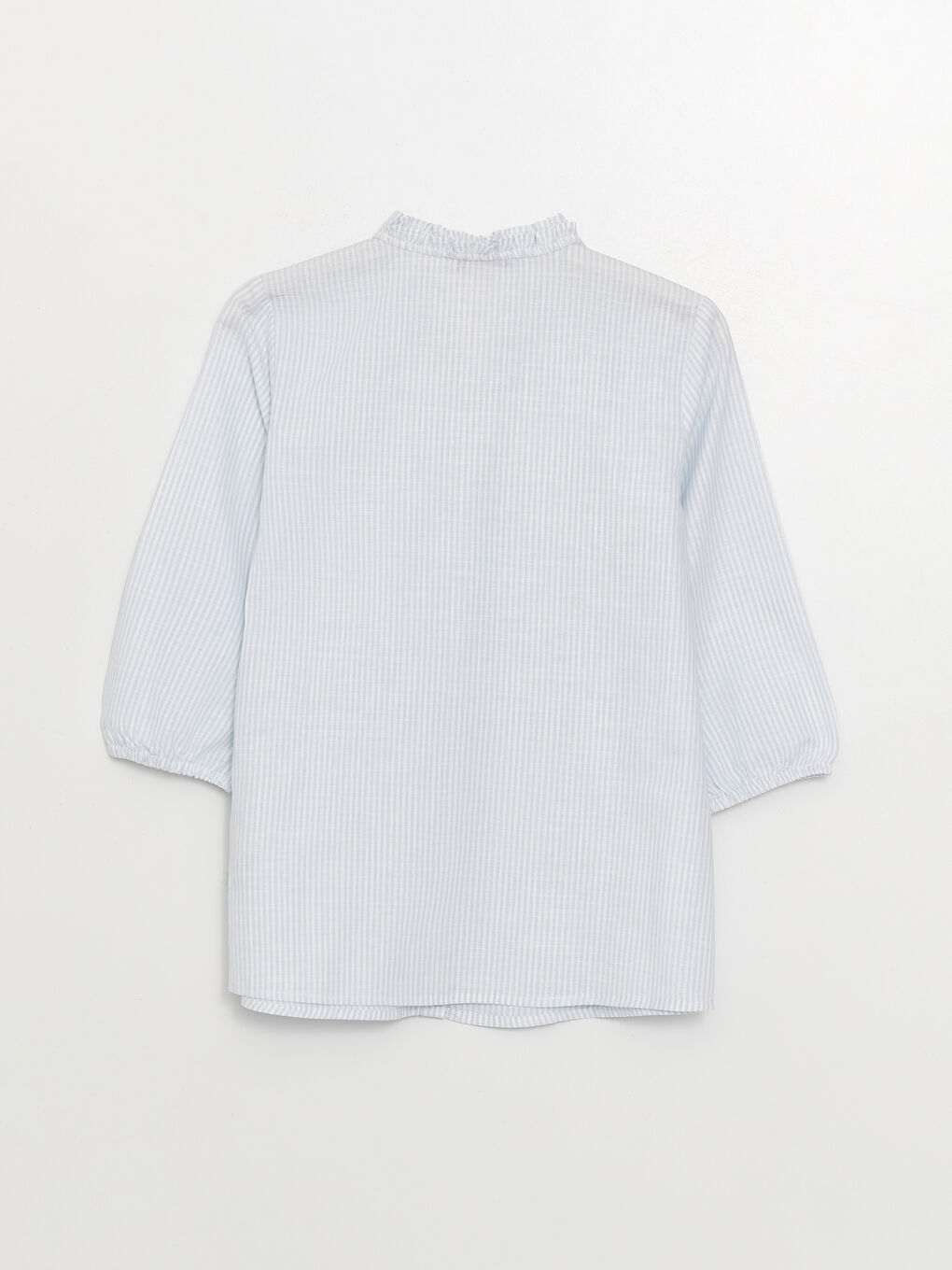 Henley Neckline Striped Poplin Women's Blouse -S3I591Z8-LEH