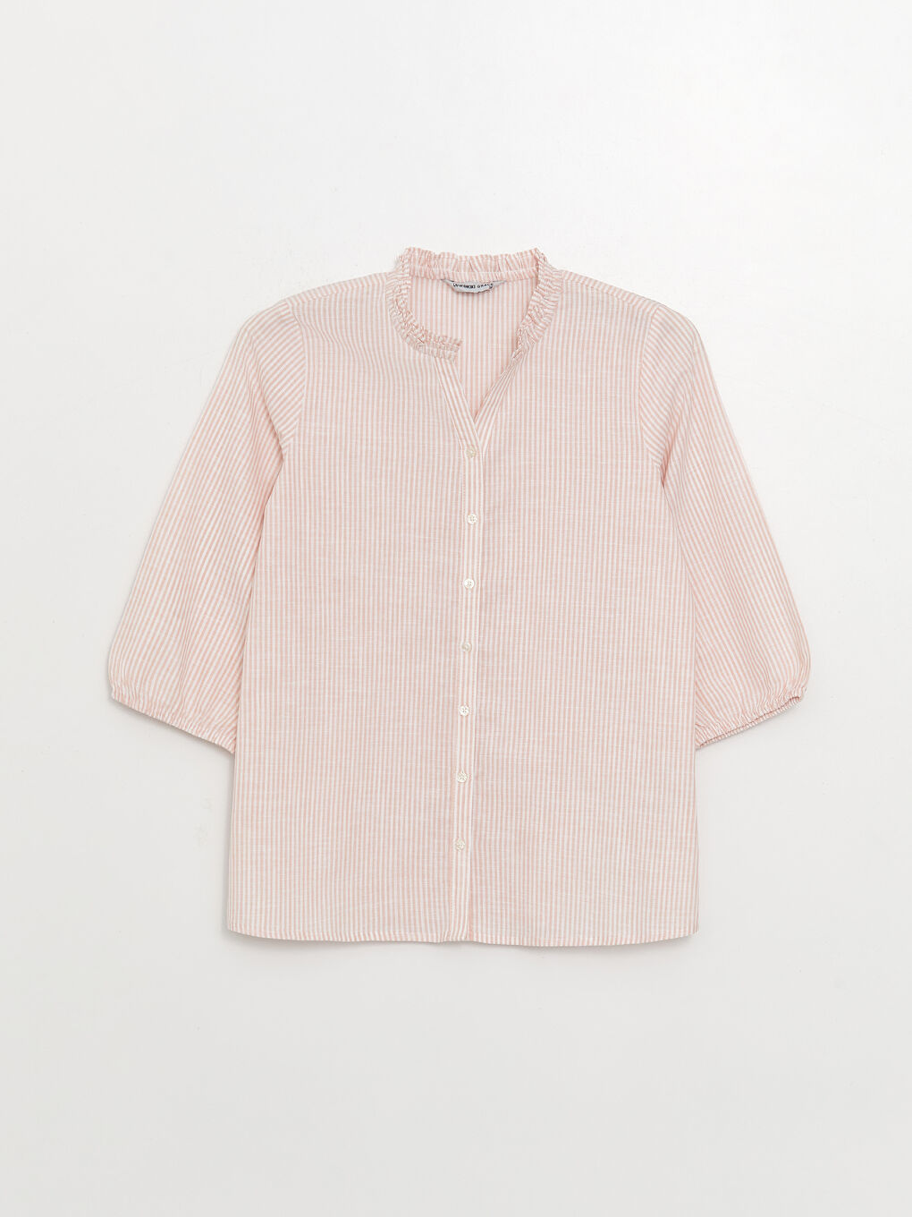 Henley Neckline Striped Poplin Women's Blouse -S3I591Z8-LHK