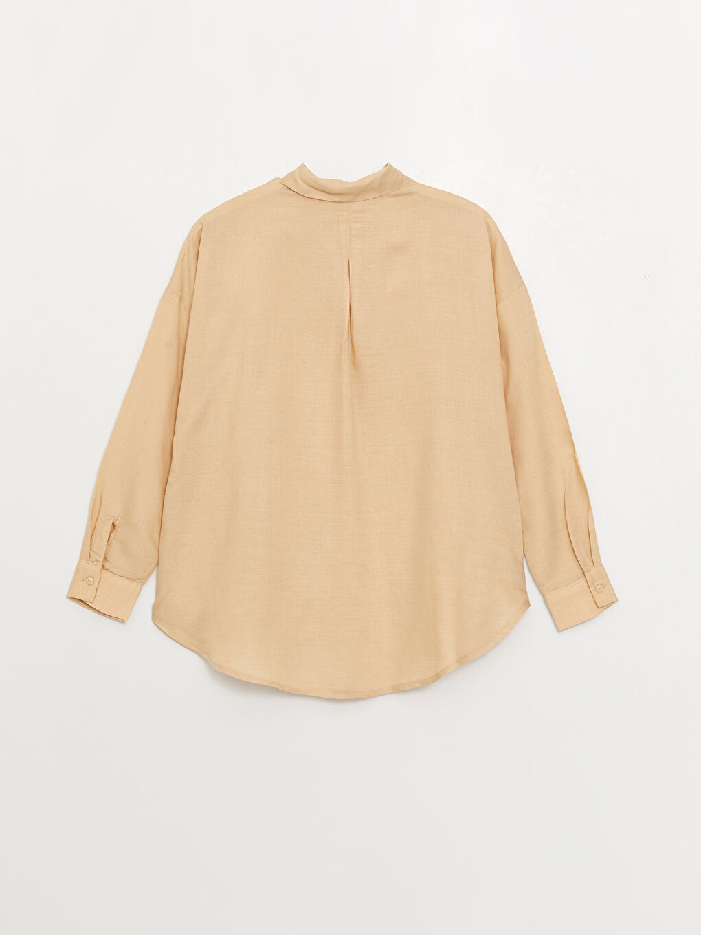 Plain Long Sleeve Oversize Linen Blend Women's Shirt-6