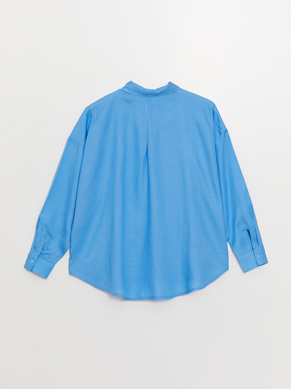 Plain Long Sleeve Oversize Linen Blend Women's Shirt-6