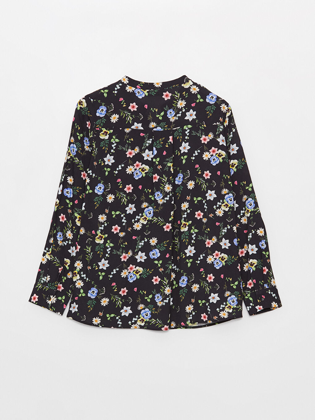 Notch Neck Floral Long Sleeve Women's Blouse-6