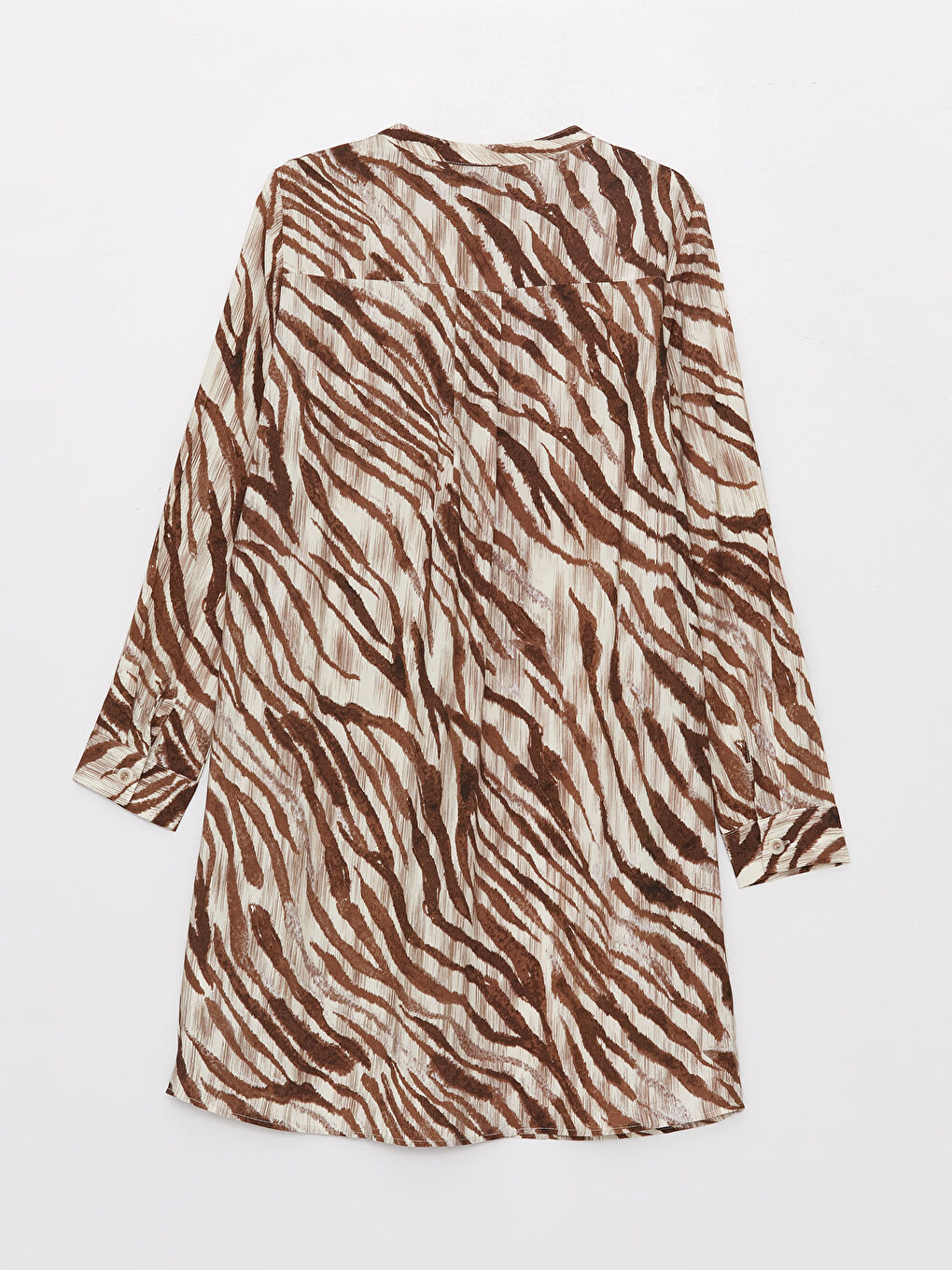 Kahverengi Hakim Yaka Desenli Uzun Kollu Kadın Tunik-6