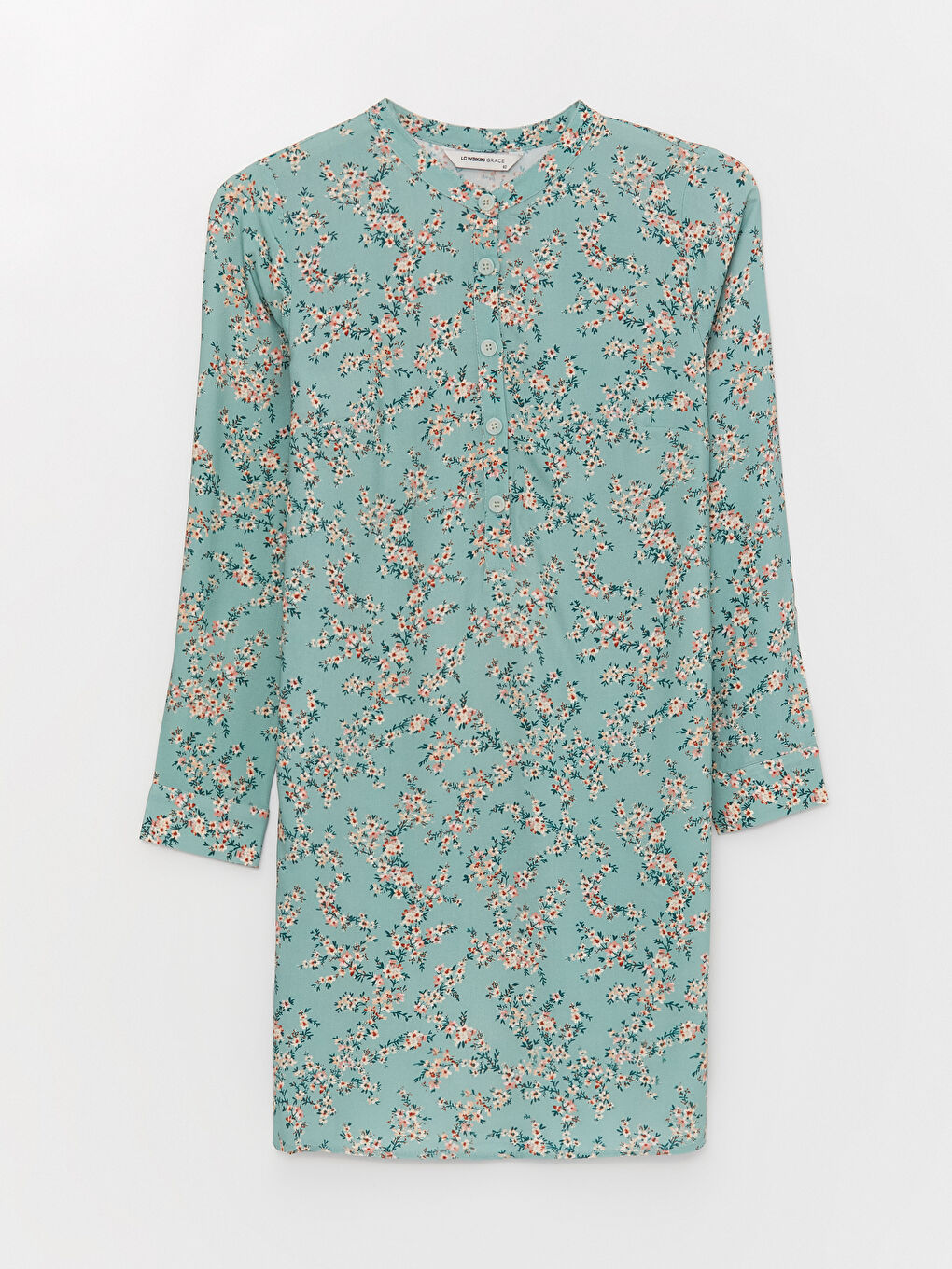 LCW Grace Grandad Collar Floral Long Sleeve Women's Tunic -S3I611Z8-LRL