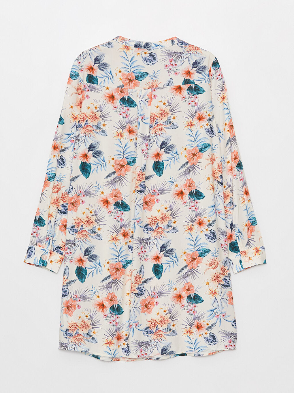 Grandad Collar Floral Long Sleeve Women's Tunic-6