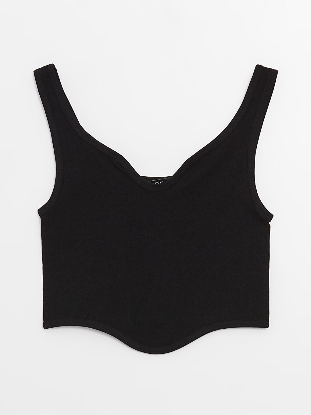 Siyah Kalp Yaka Düz Crop Kadın Büstiyer-5