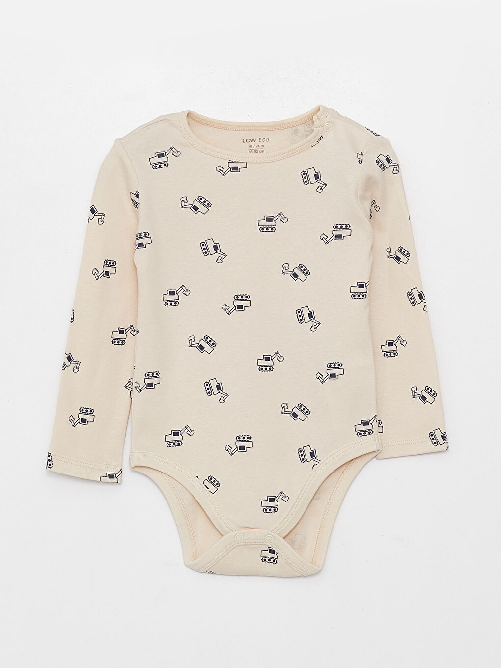 LCW ECO Crew Neck Long Sleeved Baby Boy Press Stud Bodysuit -S3I627Z1-LQB