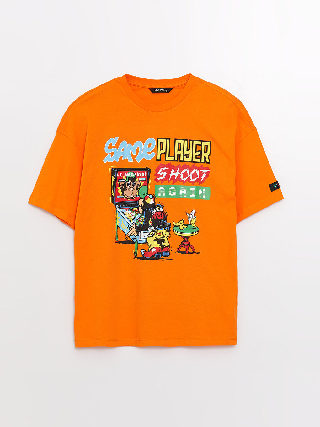 XSIDE Crew Neck Short Sleeve Nostalgic Monkey Printed Combed