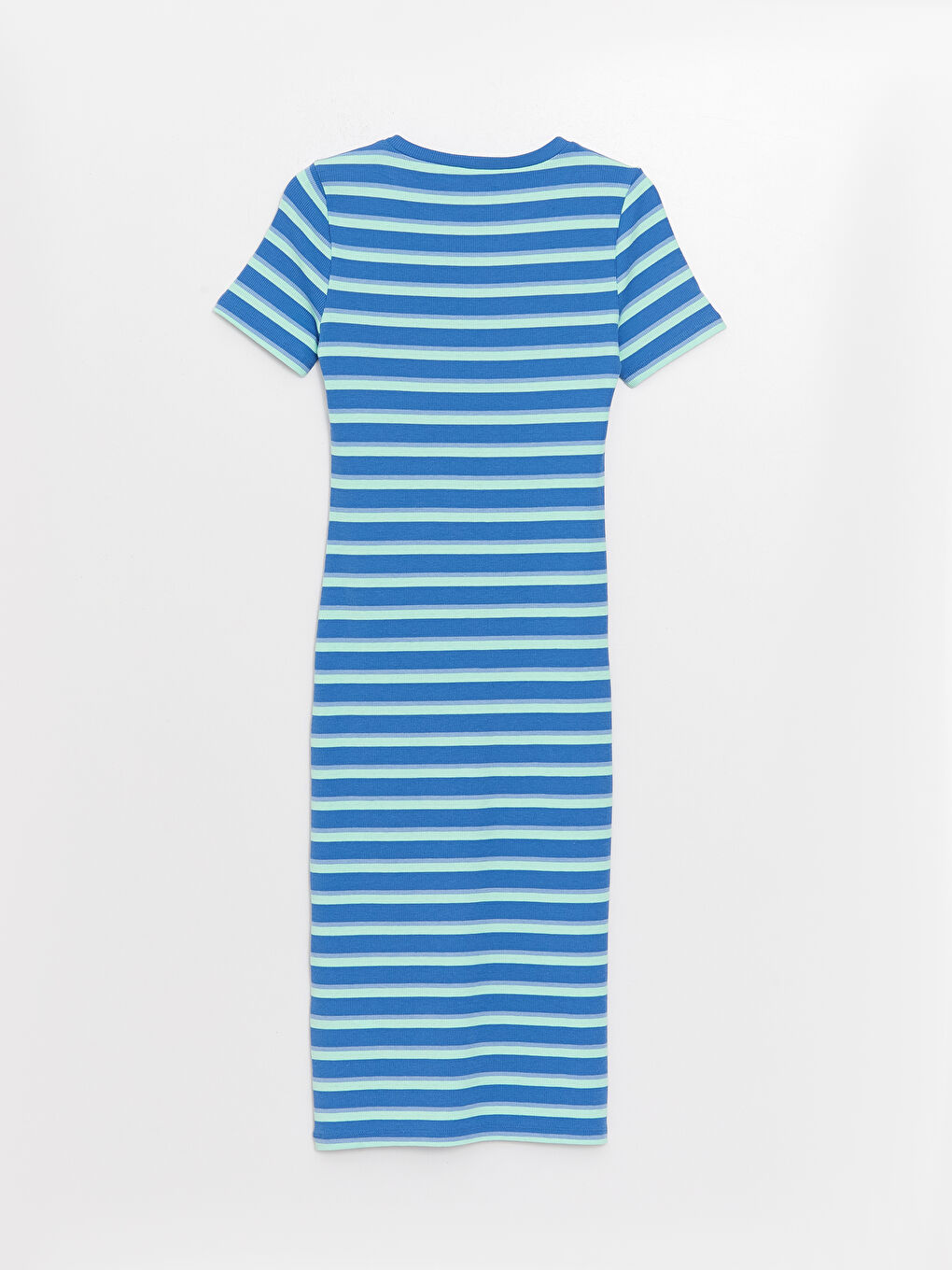 Robe Moulante Rayée à Manches Courtes et Col Rond pour Femmes-6