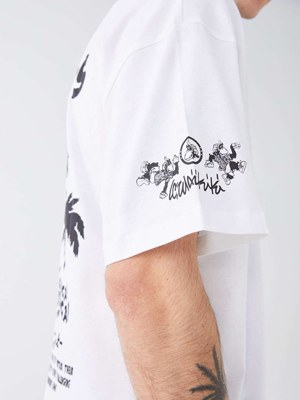 Crew Neck Short Sleeve Nostalgic Monkey Printed Jersey Men's T-Shirt-8