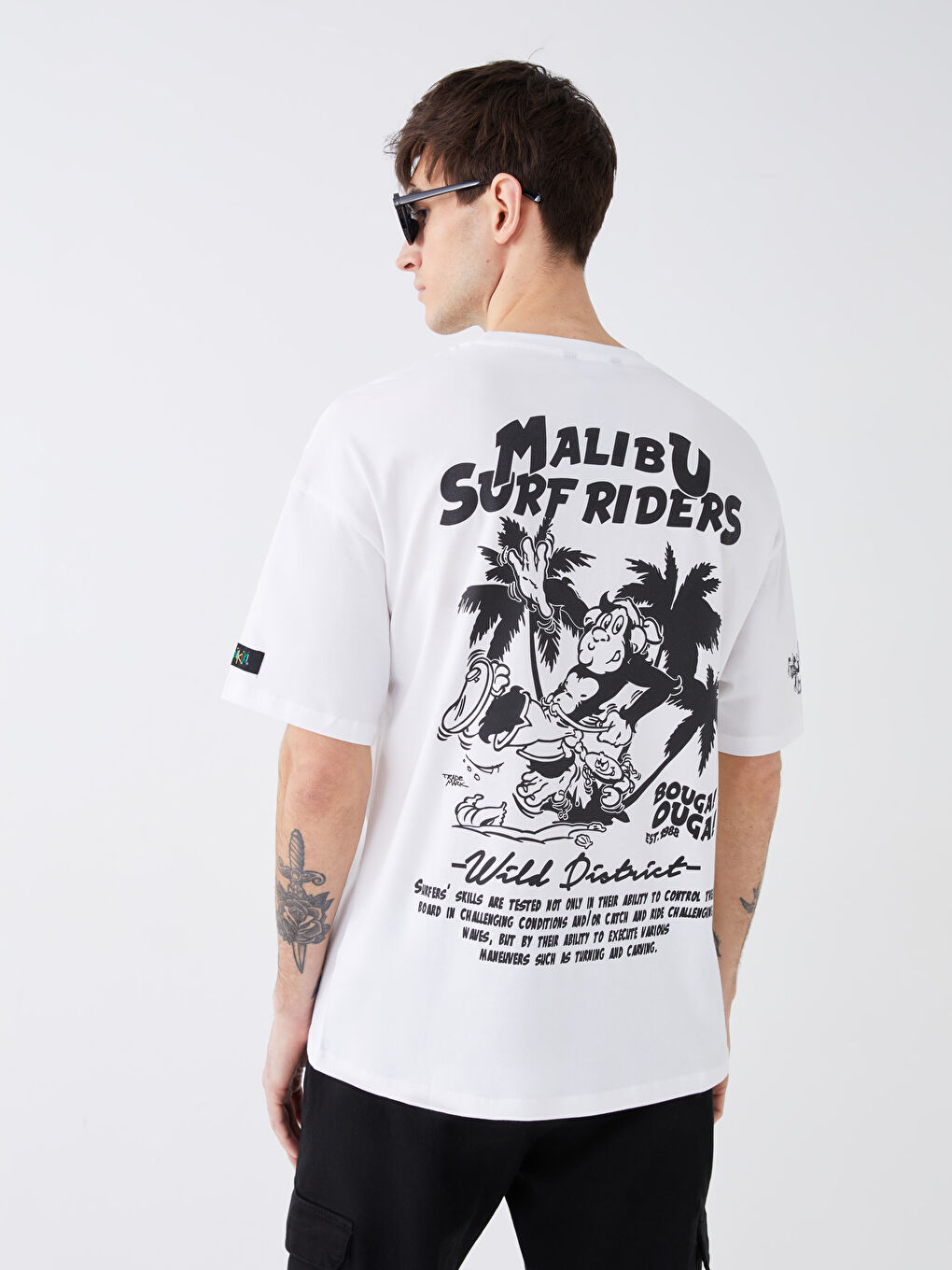 Crew Neck Short Sleeve Nostalgic Monkey Printed Jersey Men's T-Shirt-9