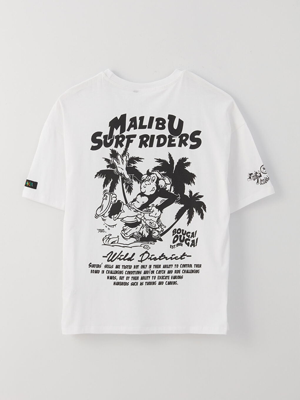 Crew Neck Short Sleeve Nostalgic Monkey Printed Jersey Men's T-Shirt-11