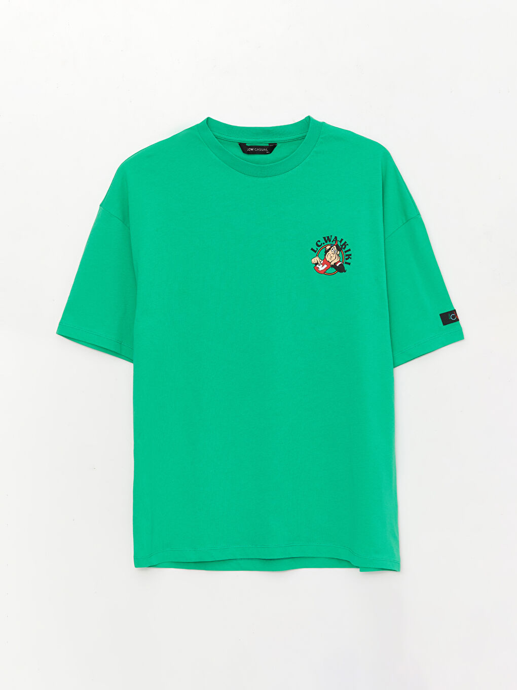 Yeşil Bisiklet Yaka Kısa Kollu Nostaljik Maymun Baskılı Penye Erkek Tişört-7