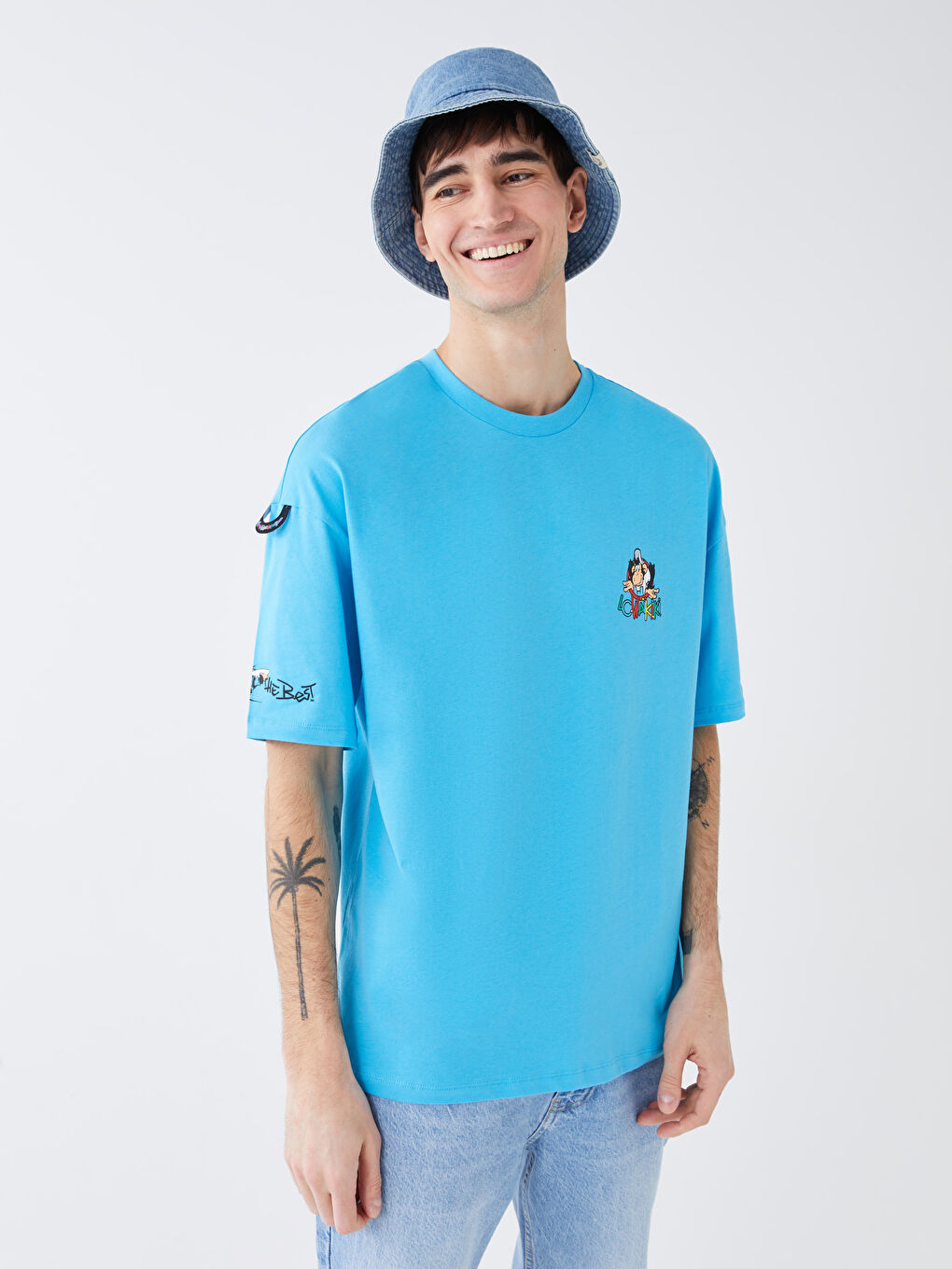 XSIDE Rundhalsausschnitt Kurzarm Nostalgischer Affe Bedrucktes Jersey T-Shirt für Herren -S3I638Z8-GJ0