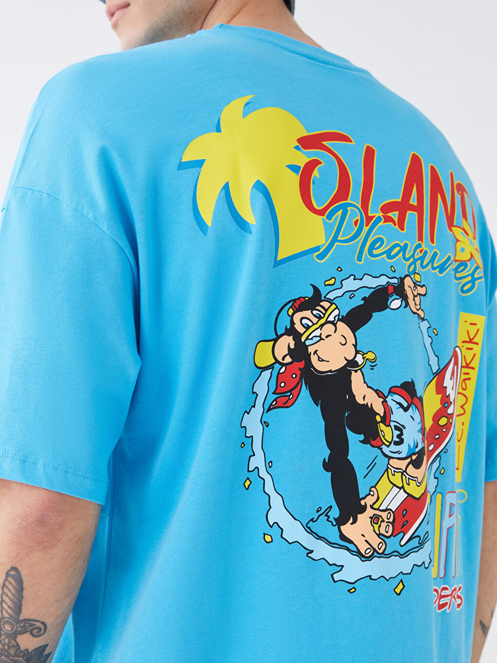 XSIDE Rundhalsausschnitt Kurzarm Nostalgischer Affe Bedrucktes Jersey T-Shirt für Herren -S3I638Z8-GJ0