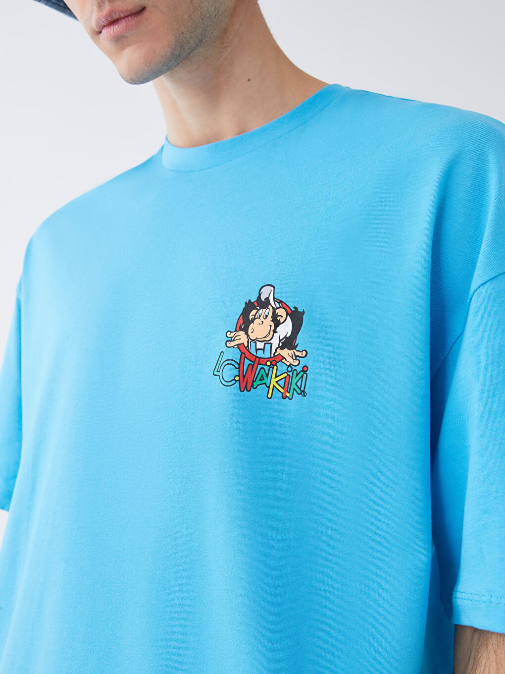 XSIDE Rundhalsausschnitt Kurzarm Nostalgischer Affe Bedrucktes Jersey T-Shirt für Herren -S3I638Z8-GJ0