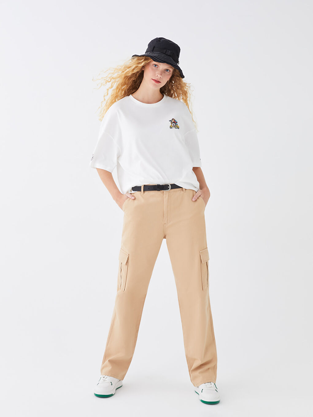 Ekru Bisiklet Yaka Kısa Kollu Baskılı Penye Erkek Tişört-3