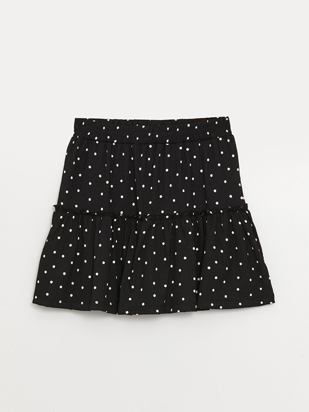 Siyah Beli Lastikli Puantiyeli Kadın Şortlu Etek-5