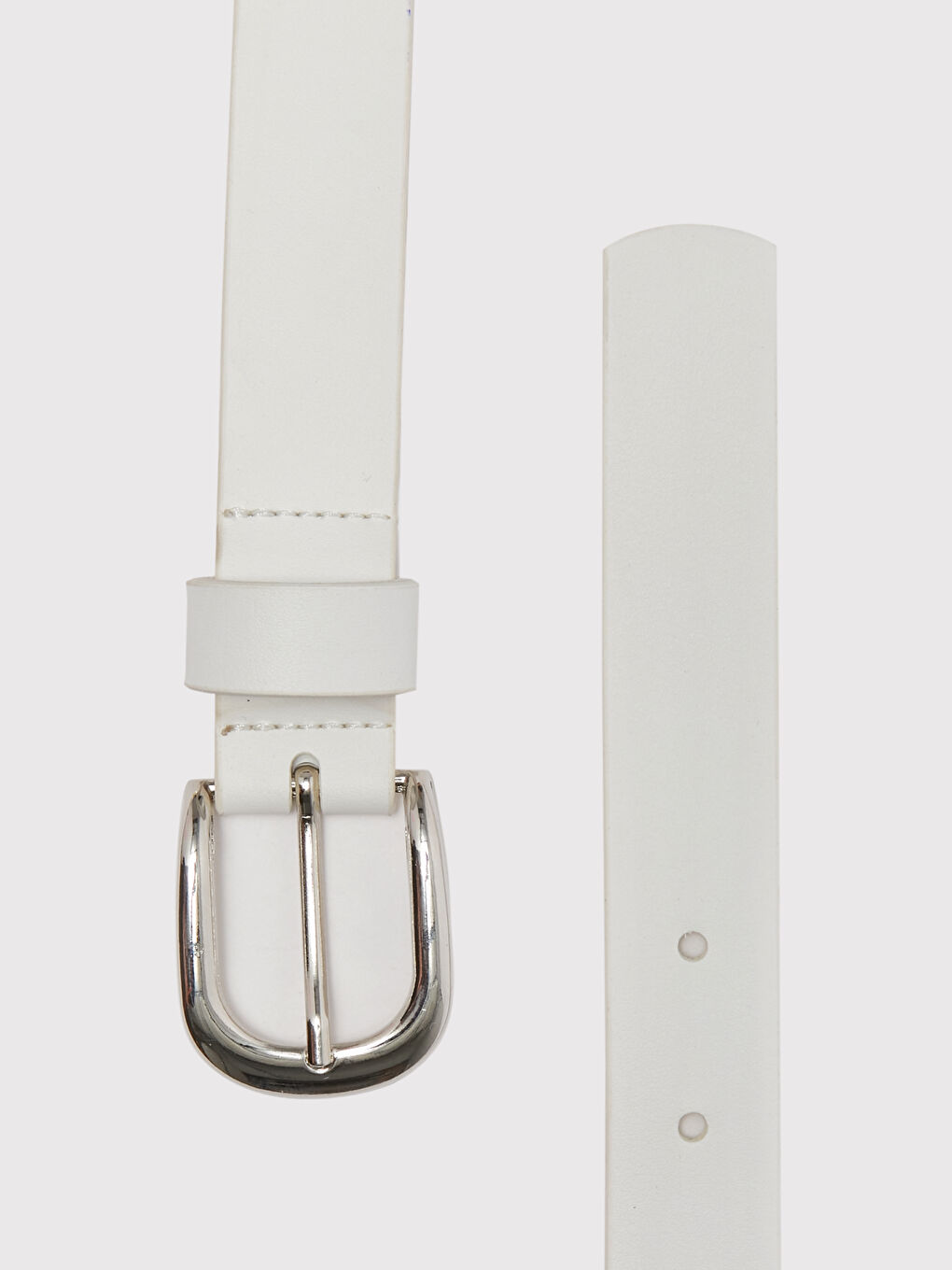 Beyaz Deri Görünümlü Kadın Kemer-1