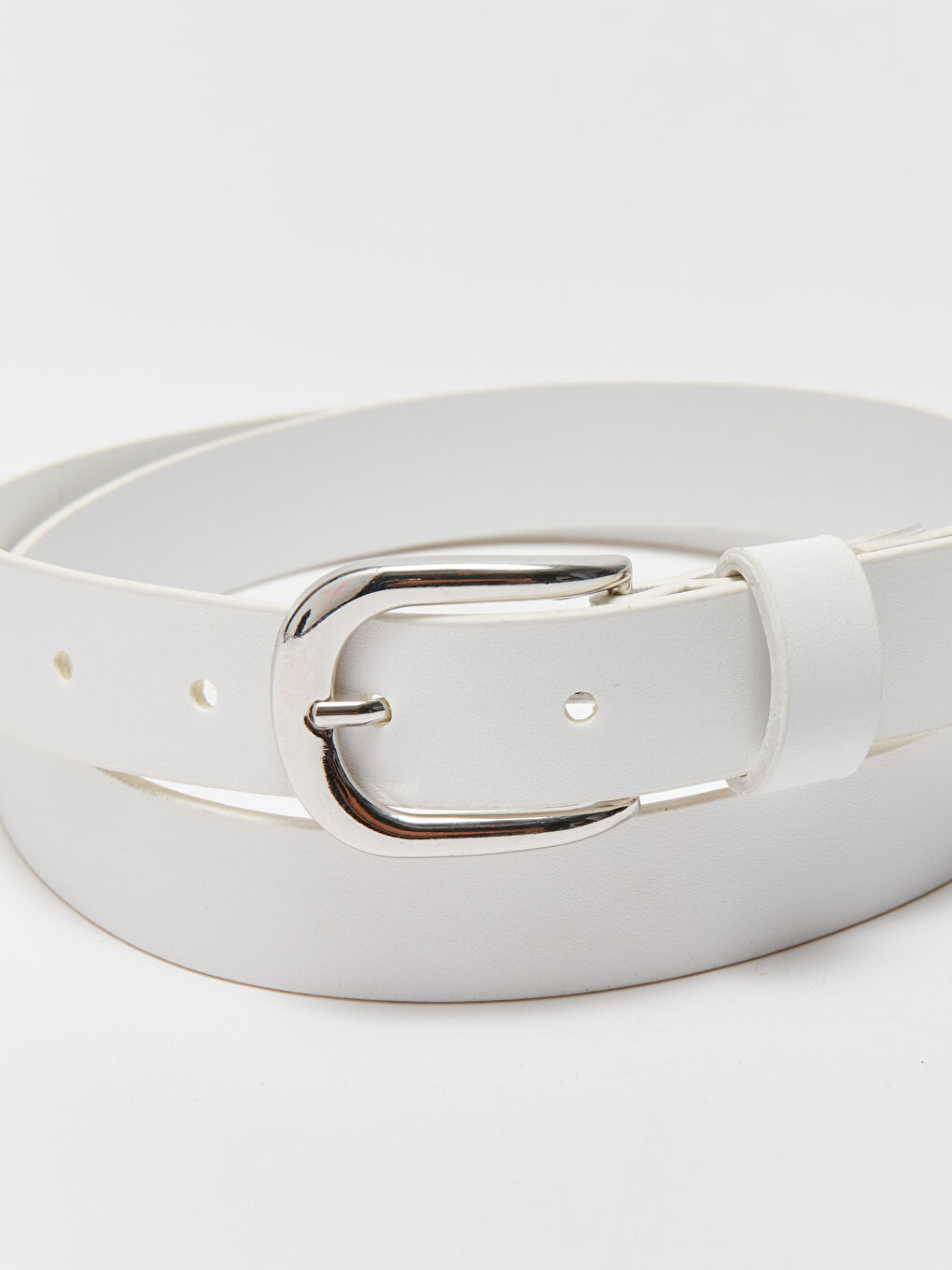 Beyaz Deri Görünümlü Kadın Kemer-3