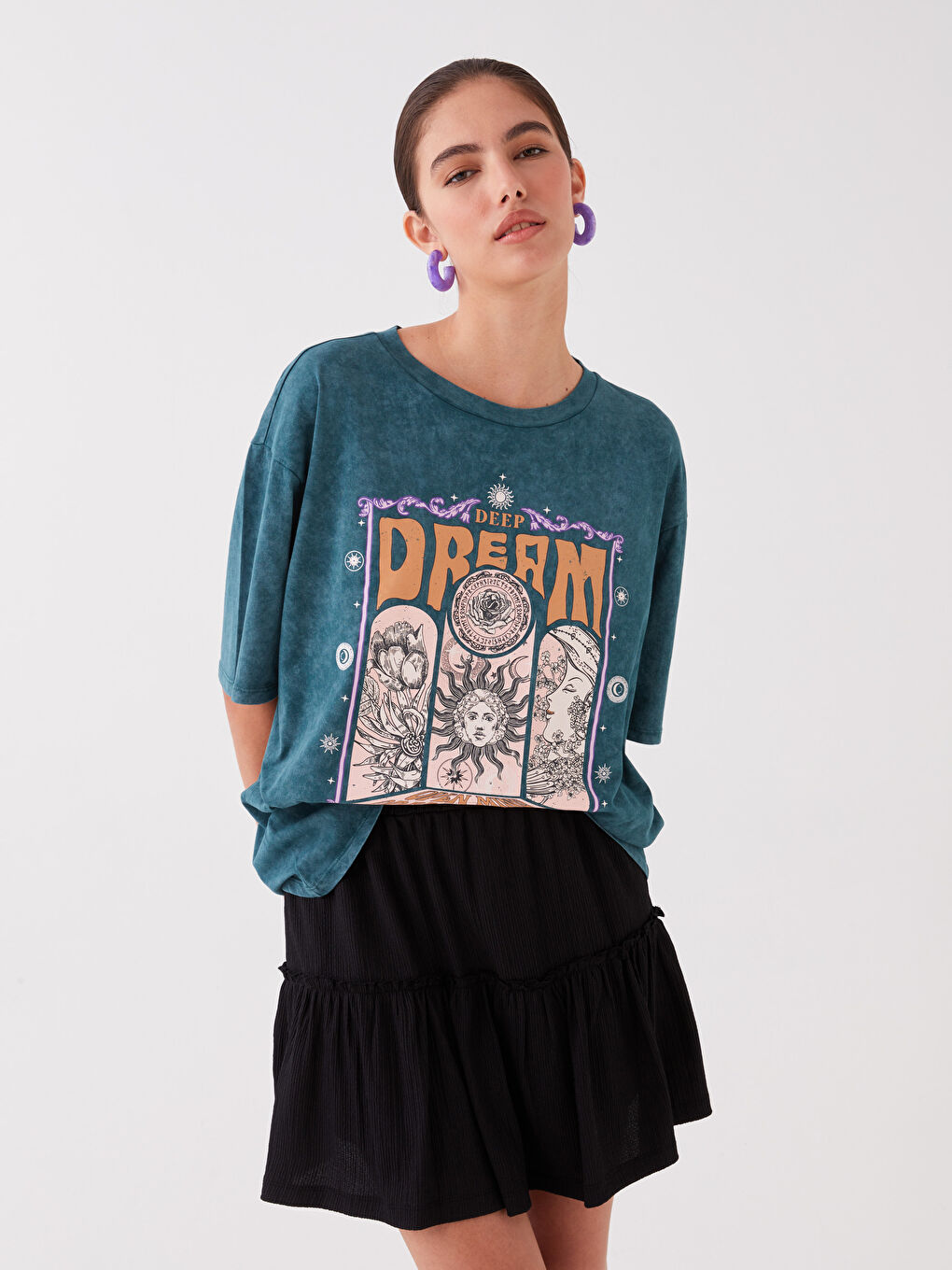 Siyah Kadın Beli Lastikli Düz Şortlu Etek-1