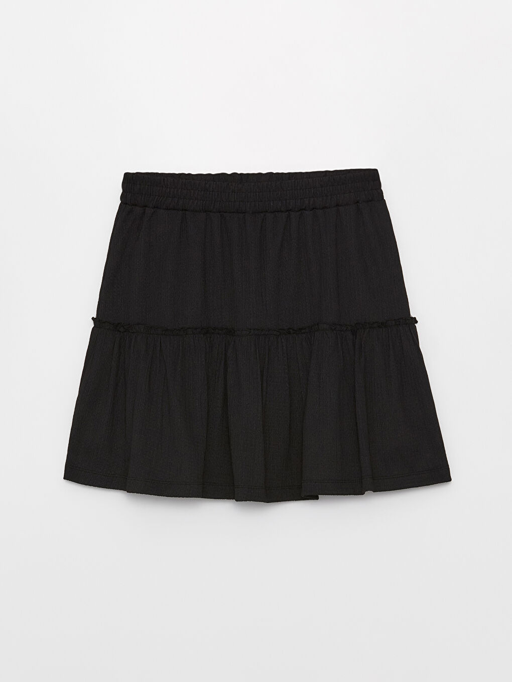 Siyah Kadın Beli Lastikli Düz Şortlu Etek-5