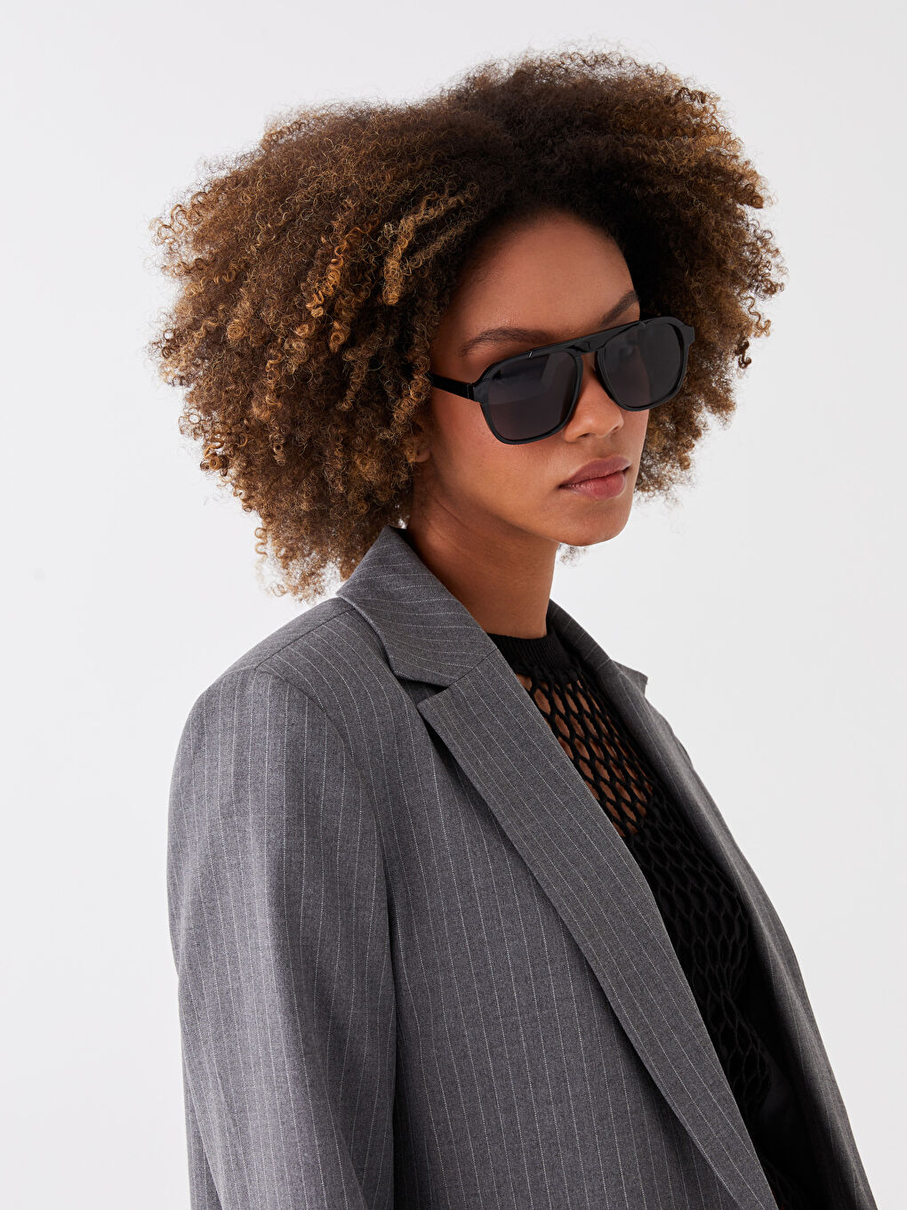 Veste Blazer Rayée à Manches Longues pour Femmes-2