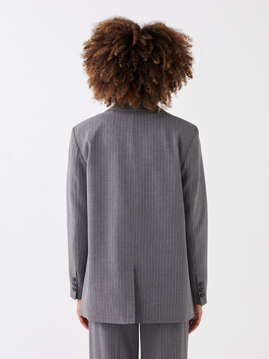 Veste Blazer Rayée à Manches Longues pour Femmes-4