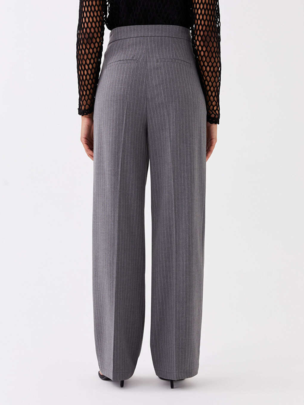 LCW Vision Pantalone Ženske Standardnog Kroja sa Prugama i Širokim Nogavicama -S3I676Z8-SZ5