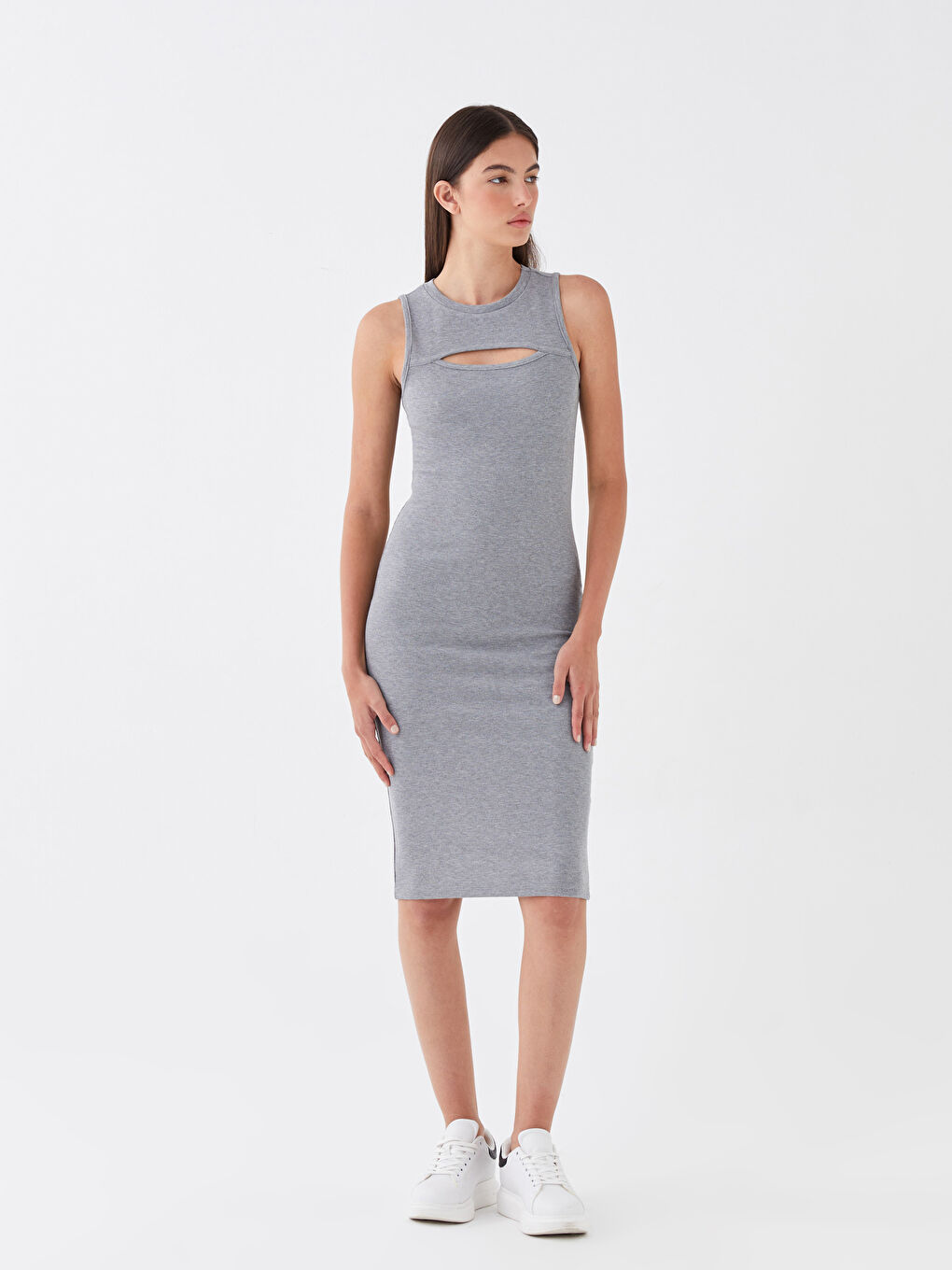Crew Neck Window Detailed Women's Bodycon Dress -S3I686Z8-JMD