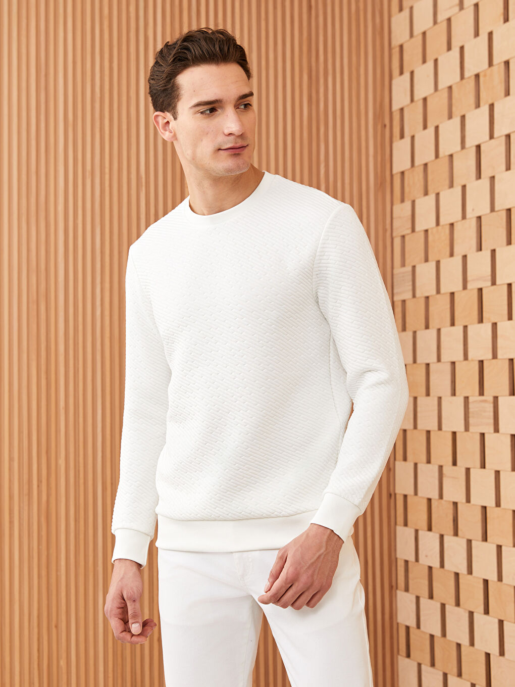 Ерлерге арналған ұзын жеңді дөңгелек жағалы свитшот-1