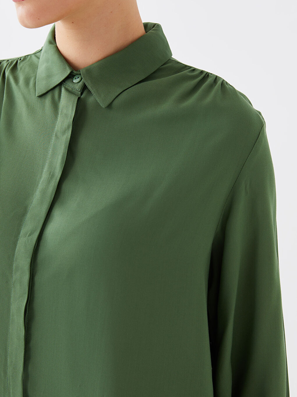 قميص تونيك للسيدات كم طويل سادة-3