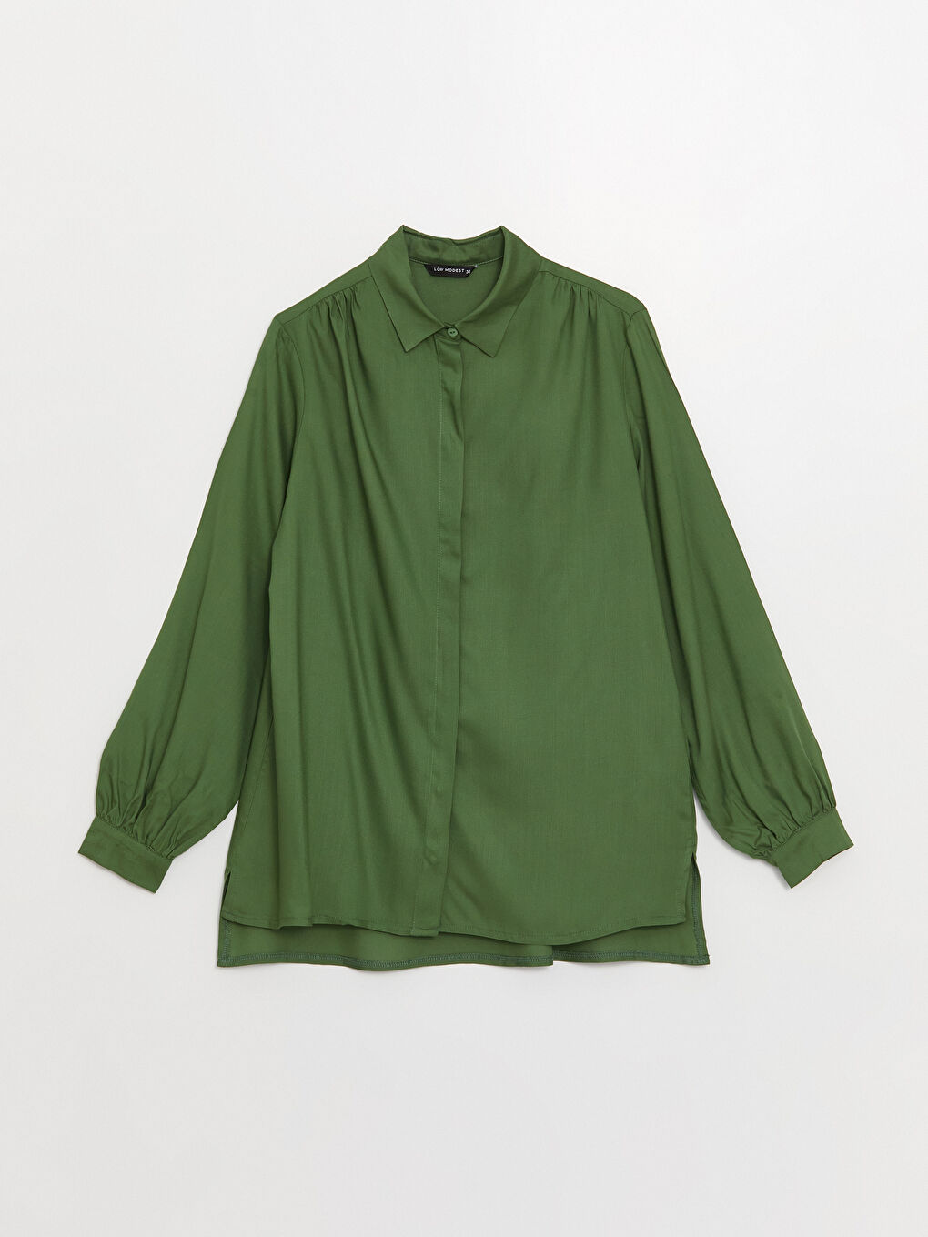 قميص تونيك للسيدات كم طويل سادة-5