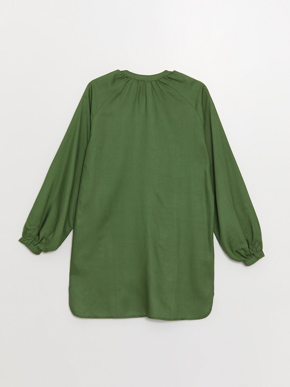 Grandad Collar Long Sleeve Linen Blend Women's Tunic-6