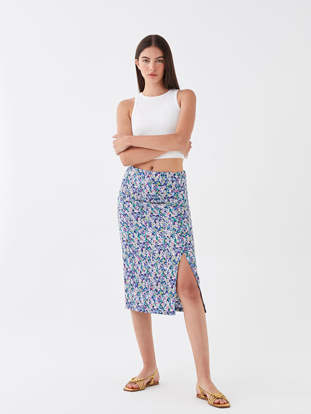 Tight Fit Patterned Women's Pencil Skirt -S3I701Z8-LSC