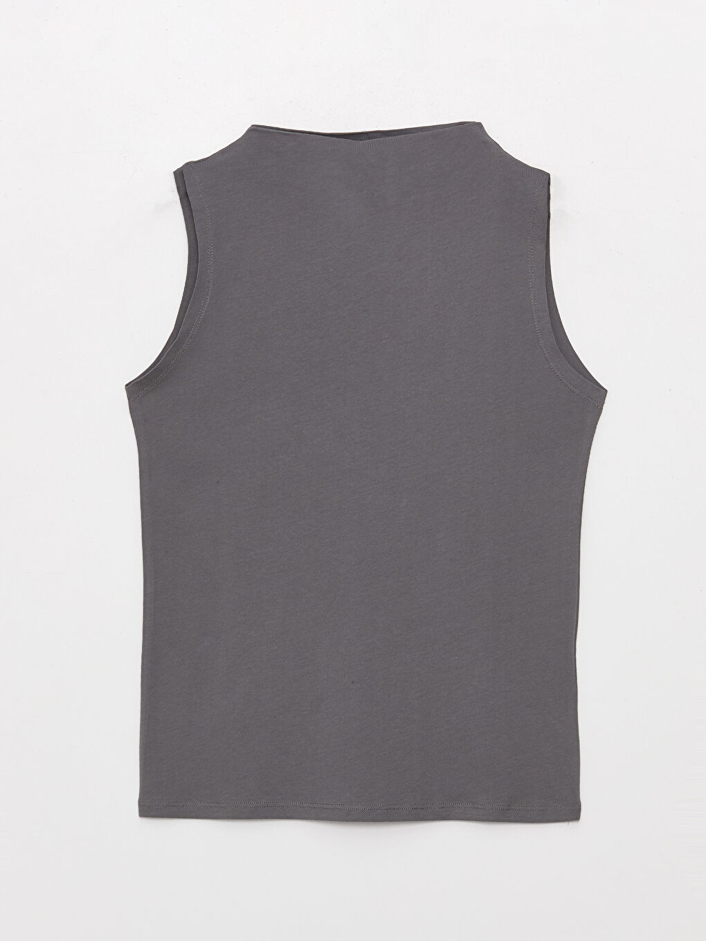 Antrasit Kadın Dik Yaka Düz Bluz-5