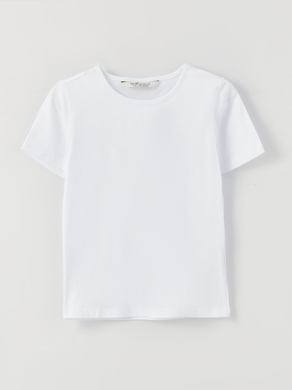 Beyaz Bisiklet Yaka Kız Çocuk Tişört ve Elbise-4